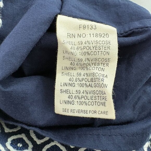 FRNCH Fit & Flare Dress Size L Blue White Geometric Sleeveless Lined Mini - Picture 7 of 13